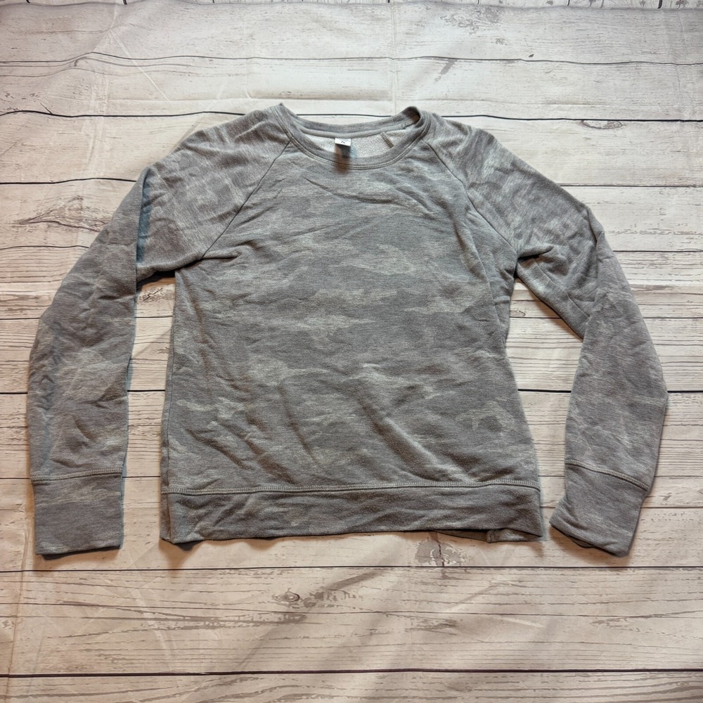 Athleta Girl  Sweater w/ Thumb Holes‎ Gray Camo Youth Girls Size Large 12